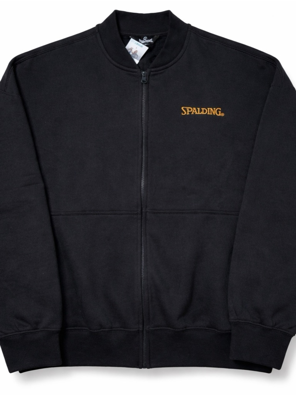Spalding Black Full-Zip Baseball ⚾️ Inspired Jacket with Orange Logo